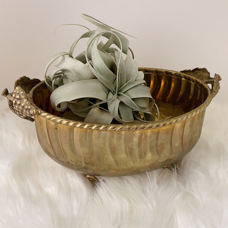 Vintage Hammered Brass Footed Bowl
