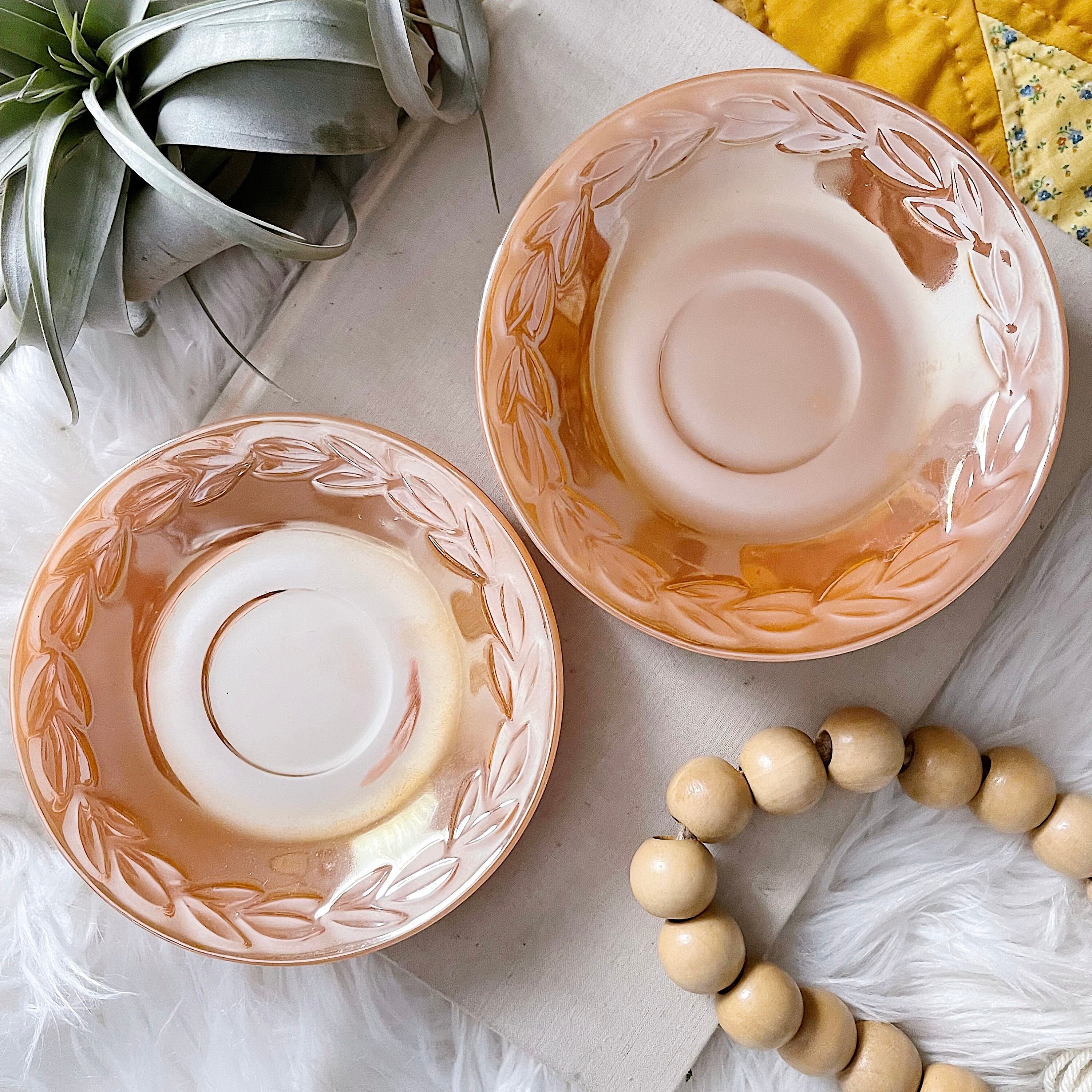 Vintage Anchor Hocking Fire King Peach Luster Saucer Plate