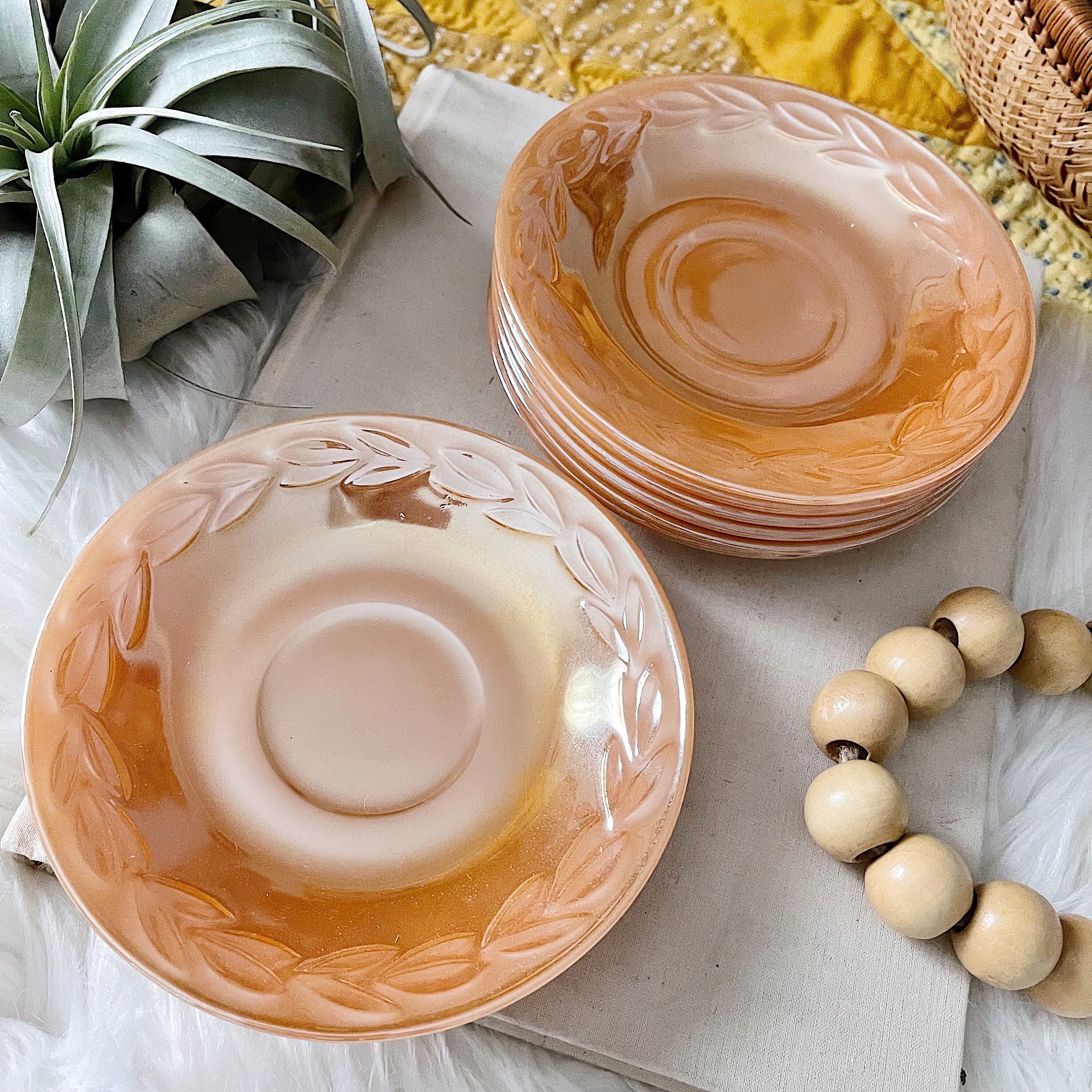 Vintage Anchor Hocking Fire King Peach Luster Saucer Plate