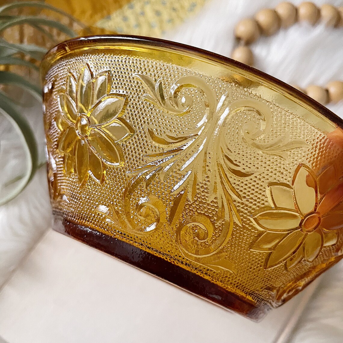 Vintage Tiara Indiana Glass Amber Glassware Serving Bowl Etsy