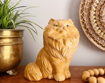 Vintage Midcentury Matte Black Ceramic Porcelain Siamese Cat Figurine