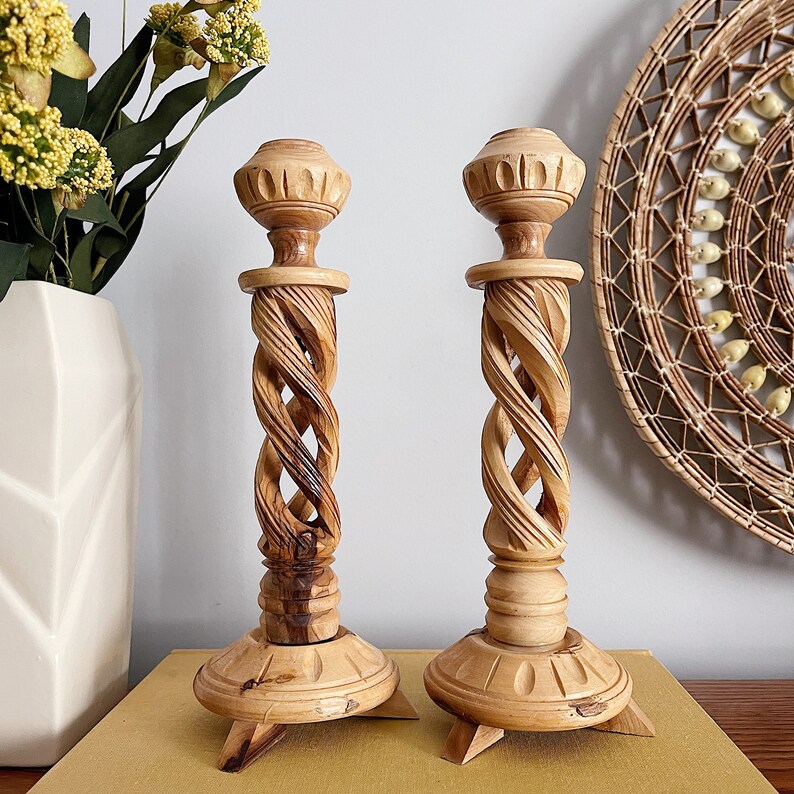 Vintage Wood Turned Handcrafted Candleholders Set of 2 - Etsy