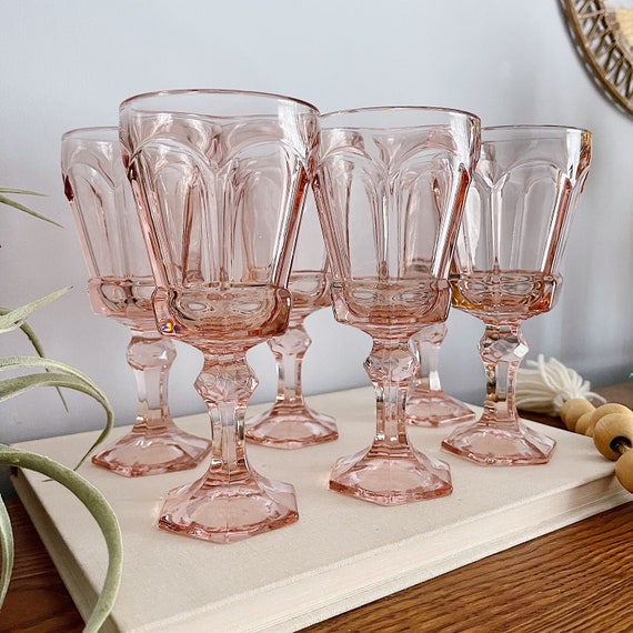 Vintage Fostoria Virginia Peach Pink Claret Wine Stemware - Etsy
