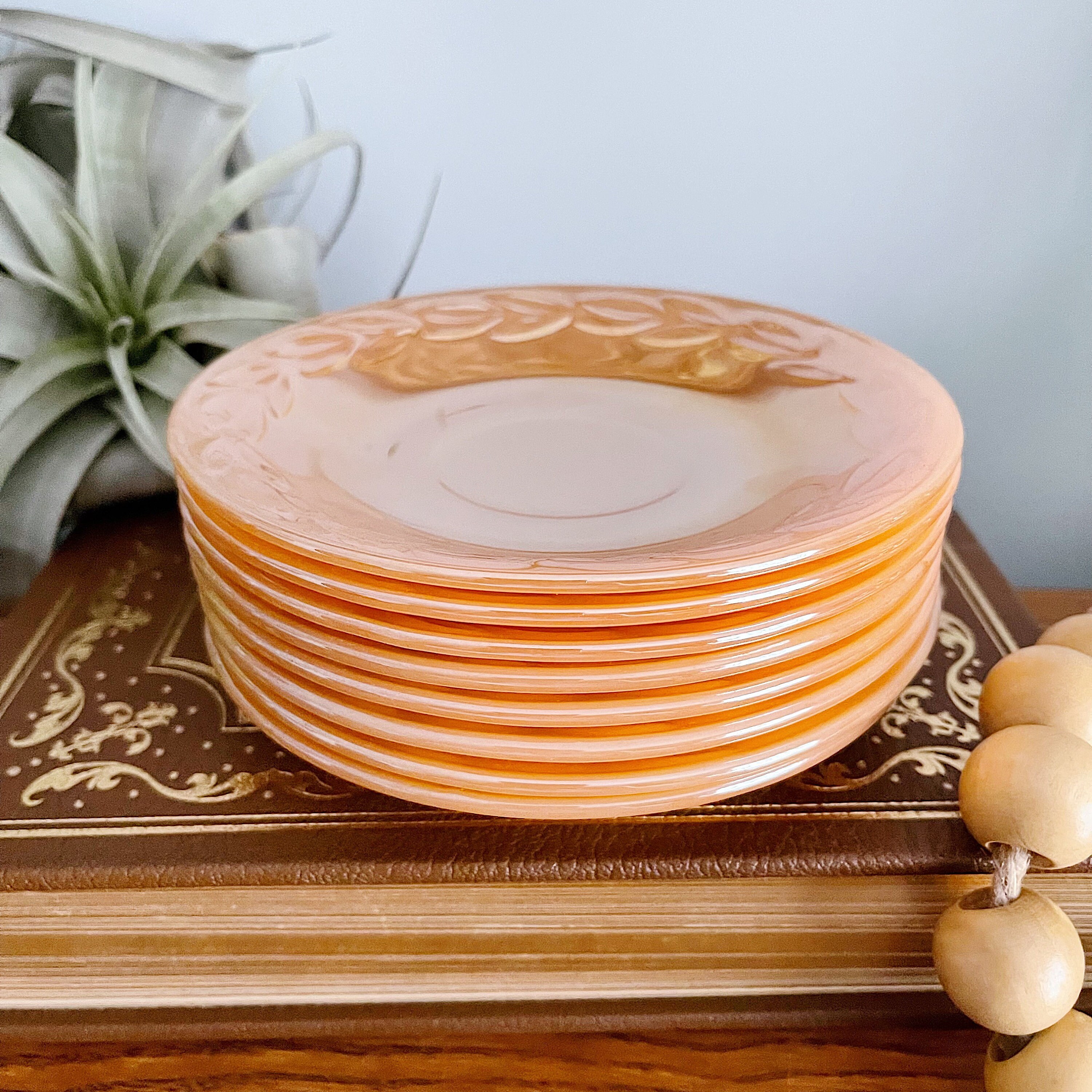 Vintage Anchor Hocking Fire King Peach Luster Saucer Plate