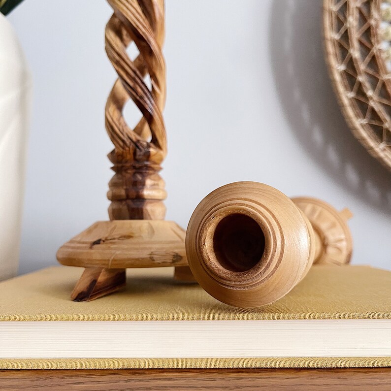 Vintage Wood Turned Handcrafted Candleholders Set of 2 - Etsy