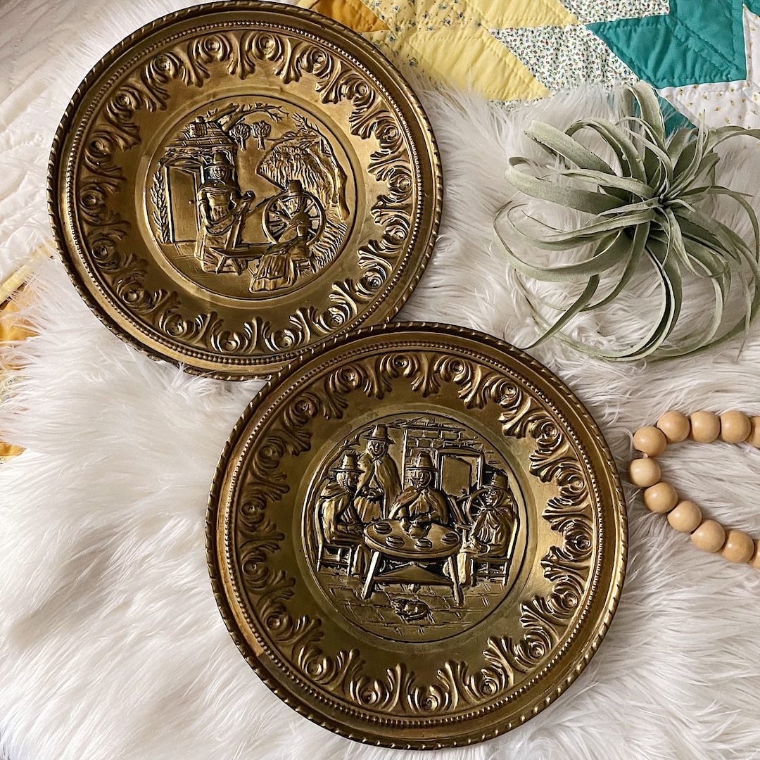 Vintage Brass Hanging Plates