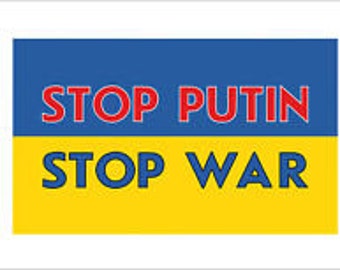 Ukraine Fahne Flagge Stop PUTIN STOP WAR Hissfahne mit Ösen