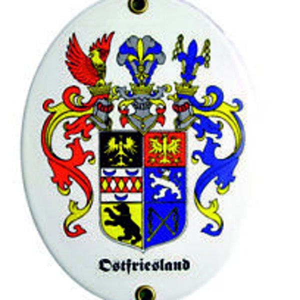 Ostfriesland - 2980 Türschild Email Emailleschild 11,5x15cm Pracht Wappenschild