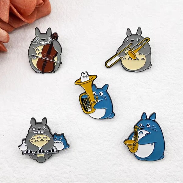 Totoro pins set My neighbor Totoro pin bag pin craft supplies jacket Totoro musicians gift for girl gift for boy music lover gift pin set