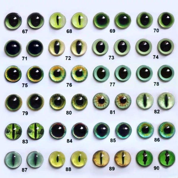 Yeux de chat verts Yeux en verre pour jouets dragon jaune yeux verts jouet en feutre yeux feutrage animal en peluche cabochons en verre marron fond plat bricolage