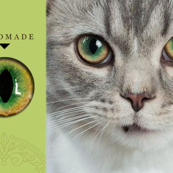 Green eyes for toy cat green kitten eyes Stuffed toy eyes Felting toy Felted cat eyes Yellow green eyes glass eye cabochons Amigurumi doll