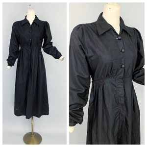 Antique Edwardian maids dress | 1900s 1910s black cotton work dress maids uniform