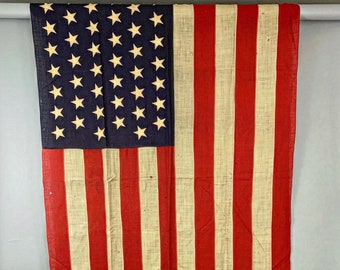 Antique 45 star American Flag | 1896 to 1908 wool 45 star large American Flag | 1800s early 1900s Americana | 57" x 8' antique American Flag