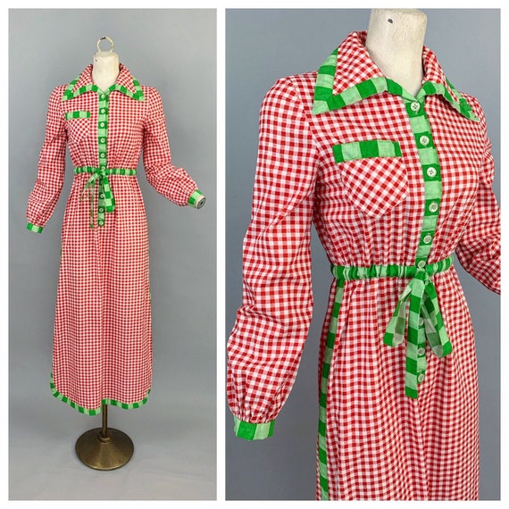 Vintage 70s Oscar de la Renta Boutique gingham dre