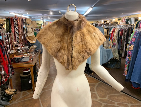 Antique Edwardian Victorian fur capelet shawl coll