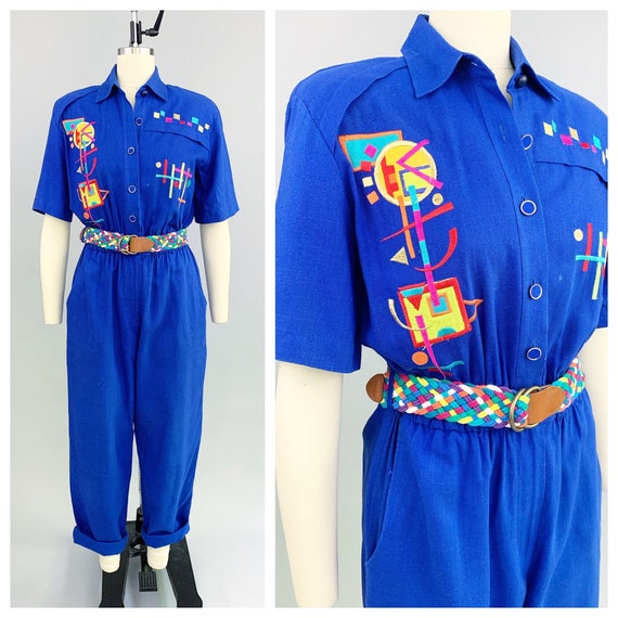 Vintage 80s Saint Germain Paris raw silk jumpsuit