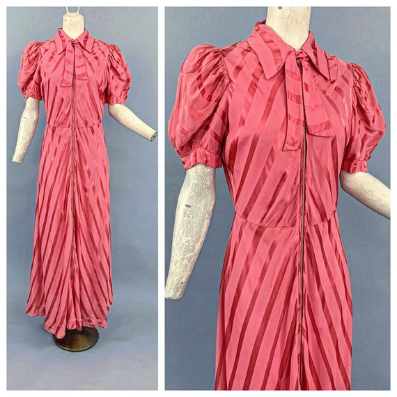 Vintage 30s 40s candy cane striped rayon satin pu… - image 1