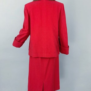 Vintage 30er Jahre Damen Rock Anzug mit Mouton Kragen 1930er Jahre 1940er Jahre Haus erdrich rote Wolle Pelz Kragen Jacke & Rock Anzug Bild 7