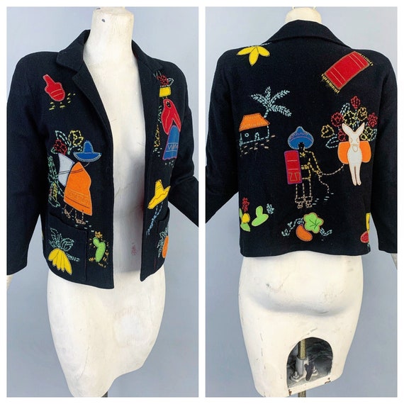 Vintage 40s Mexican wool felt bolero jacket | 1940