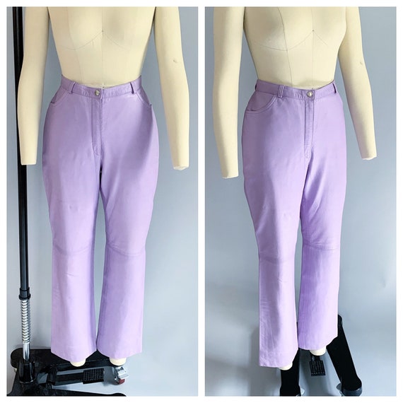 Vintage 90s Escada lavender leather pants | Vintag