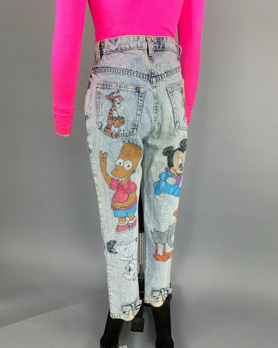 Vintage 90s hand painted denim jeans | 1990s Four Fun… - Gem