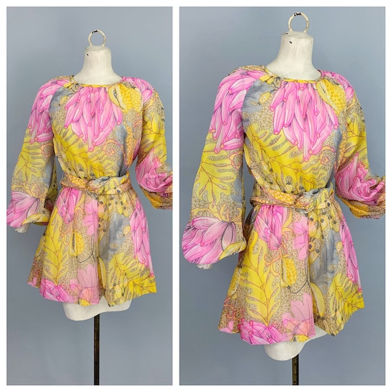 Vintage 60s fruit print mini dress | 1960s mod fru
