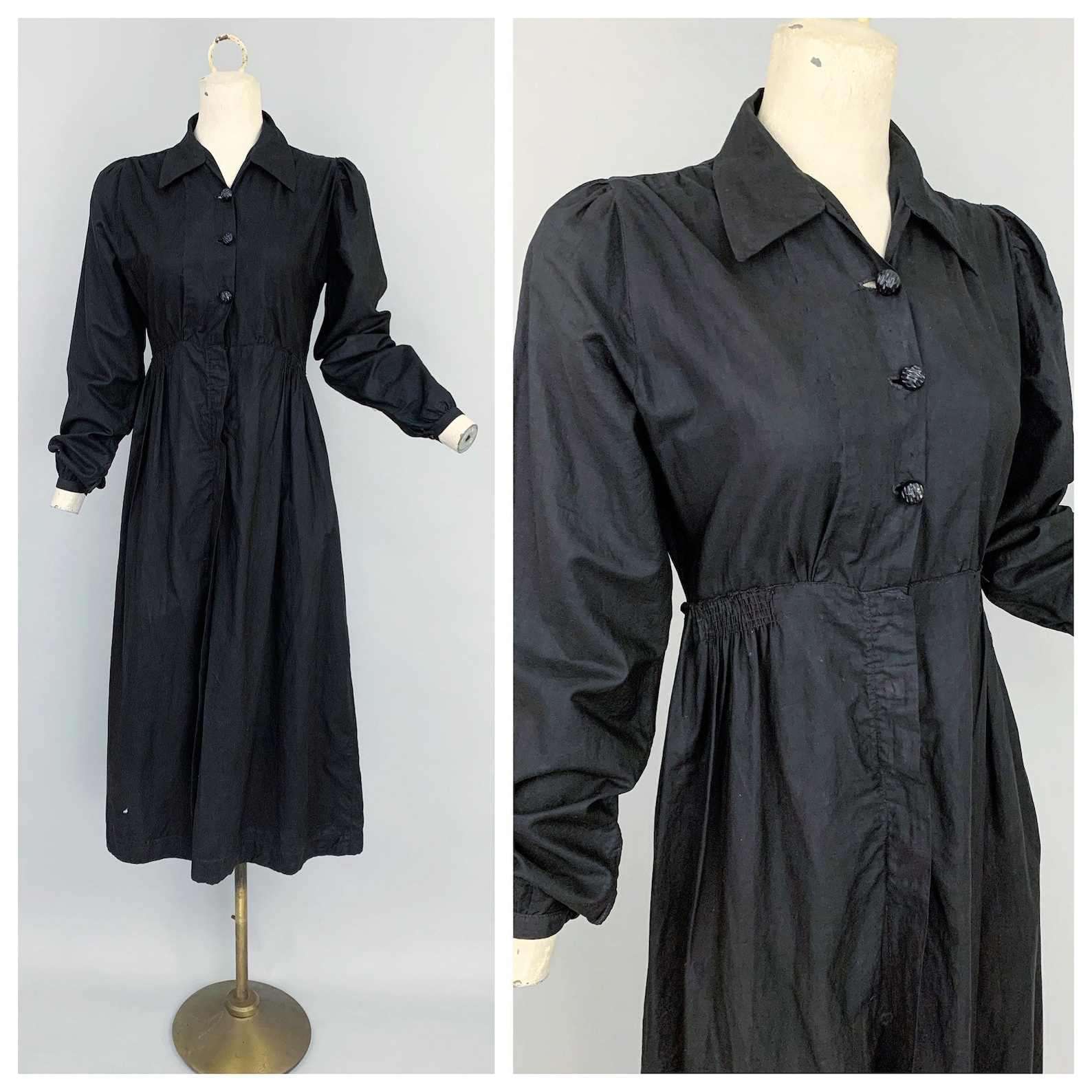 Antique Edwardian Maids Dress 1900s 1910s Black Cotton Work - Etsy