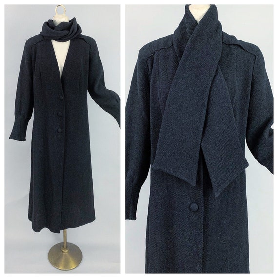 Vintage 30s wool coat | 1930s deco lightweight bla