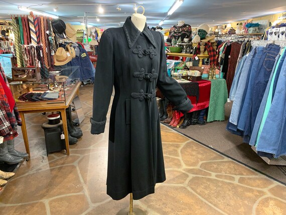 Vintage 40s black wool princess coat | 1940s princ