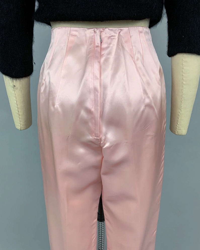 Vintage 50s 60s pink satin cigarette pants 1950s 1960s high | Etsy