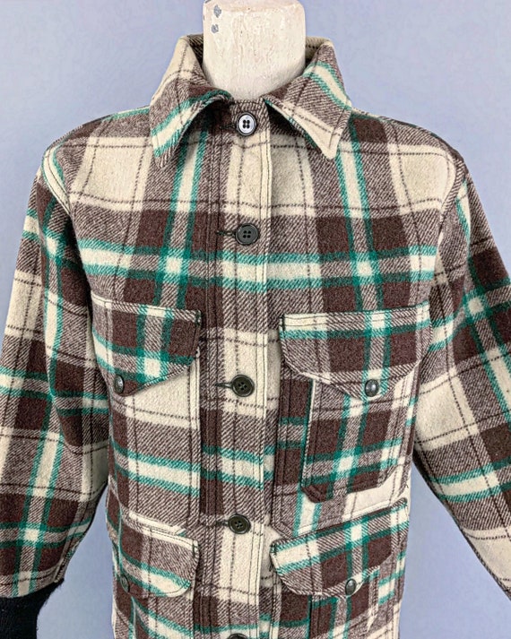 Vintage 50s 60s Filson plaid wool mackinaw jacket… - image 3