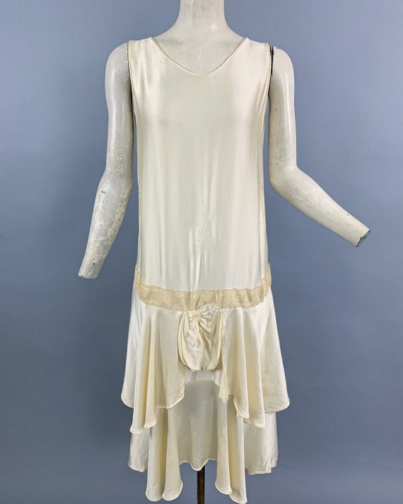 Vintage 1920s silk flapper dress | 1920s ivory si… - image 2