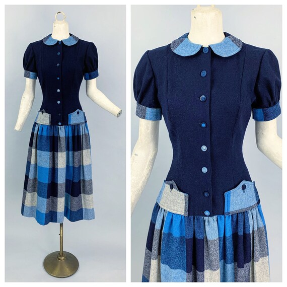 Vintage 40s plaid dress | 1940s Jean DeLane Libert