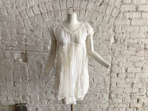 Antique early 1900s cotton voile babydoll dress sl