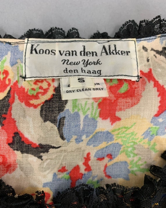 Vintage 70s 80s Koos van den Akker floral lace bl… - image 4