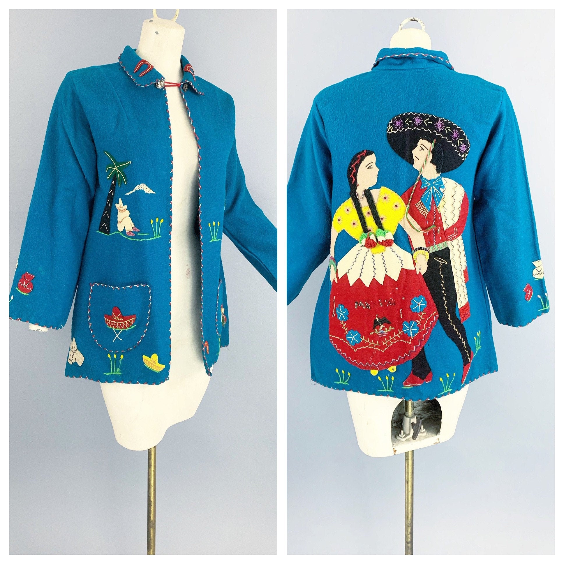 Vintage 40s Arte Azteca Mexican Souvenir Jacket | 1940s Hand Vintage 40s Arte Azteca Mexican Souvenir Jacket | 1940s Hand
