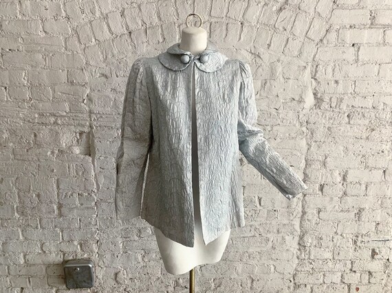 Vintage 30s silver brocade jacket | 1930s embroide