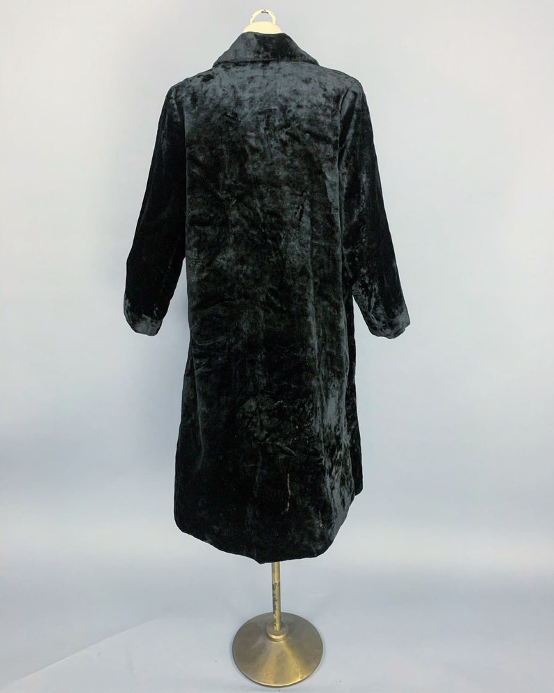 Antique Edwardian 20s plush coat Antique 1910s 1920s RARE black plush one button coat image 7