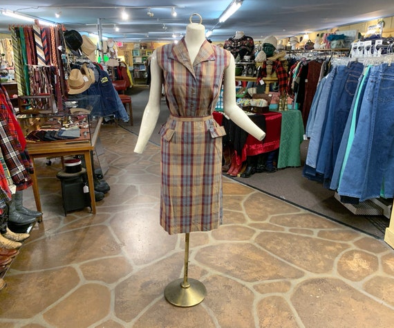 Vintage 40s plaid cotton two piece skirt set | 194
