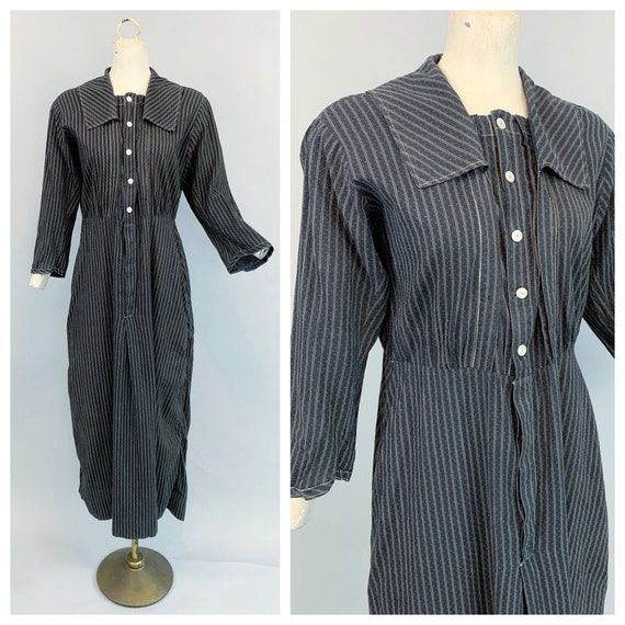 Antique 1900s 1910s calico work dress | Victorian