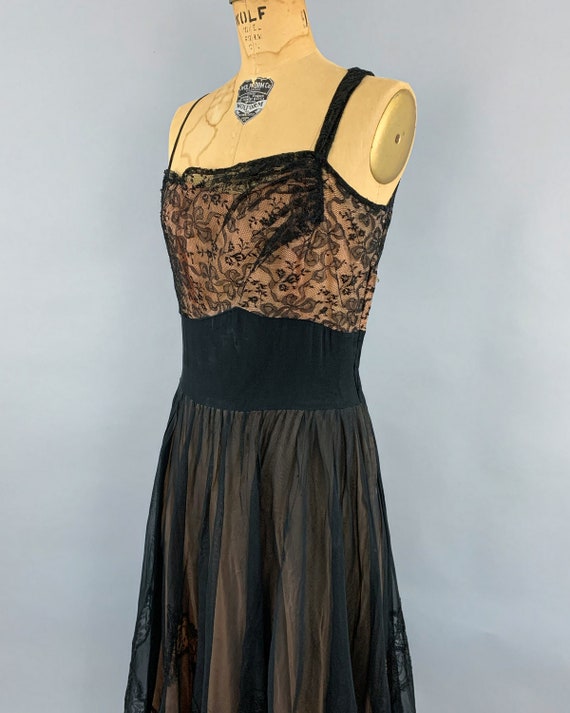 Vintage 40s 50s lace tulle evening gown | 1940s 1… - image 7