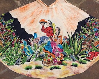1950s Tipicano hand painted Mexican circle skirt