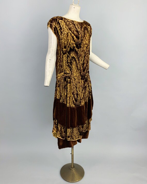 1920s burnout silk velvet flapper dress | Antique… - image 4