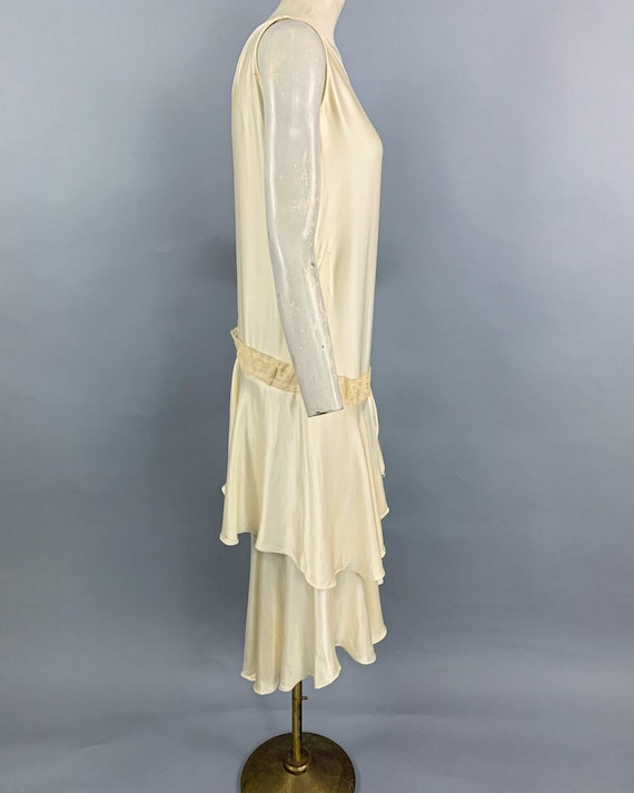 Vintage 1920s silk flapper dress | 1920s ivory si… - image 6