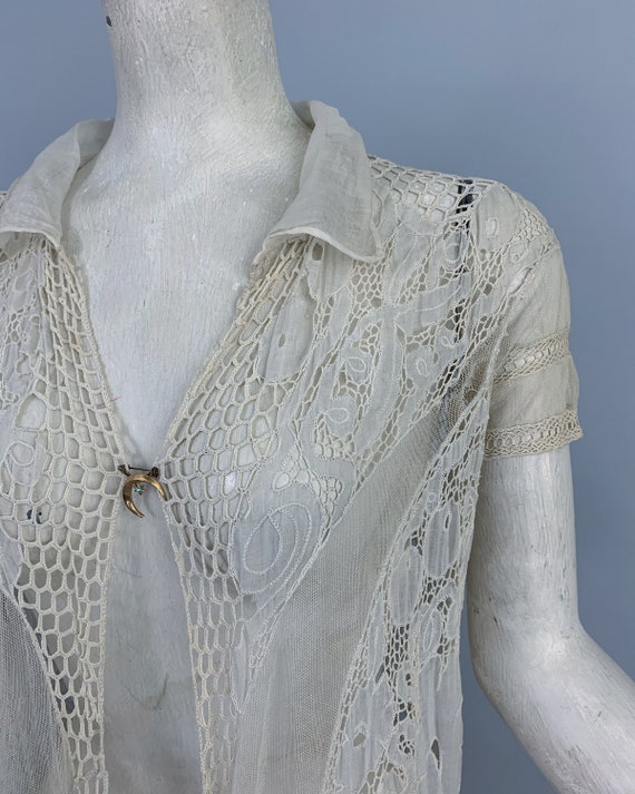 Antique Edwardian lace & net duster | Vintage 190… - image 6