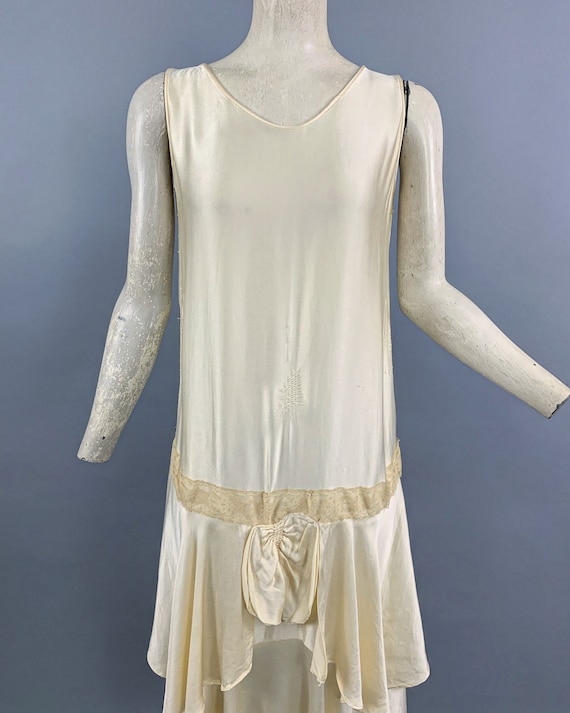 Vintage 1920s silk flapper dress | 1920s ivory si… - image 3