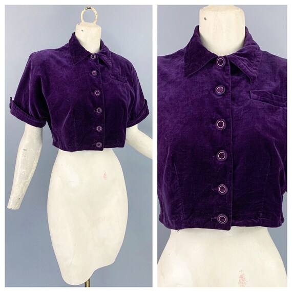 Vintage 40s velveteen crop top | 1940s Koret of Ca