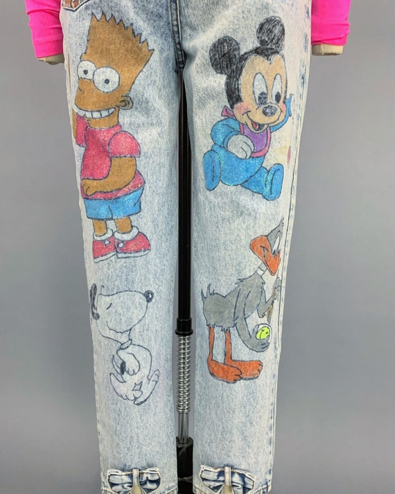 Vintage 90s hand painted denim jeans 