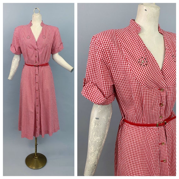 Vintage 40s gingham dress | 1940s Adele Fashions r