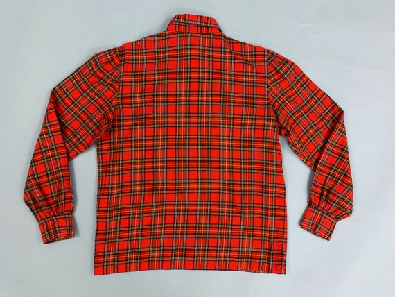 Vintage 80s Yves Saint Laurent red plaid tartan f… - image 5